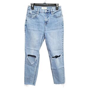 Pacsun Vintage Icon Ripped Busted Knee High‎ Rise Jeans Raw Hem Womens 28